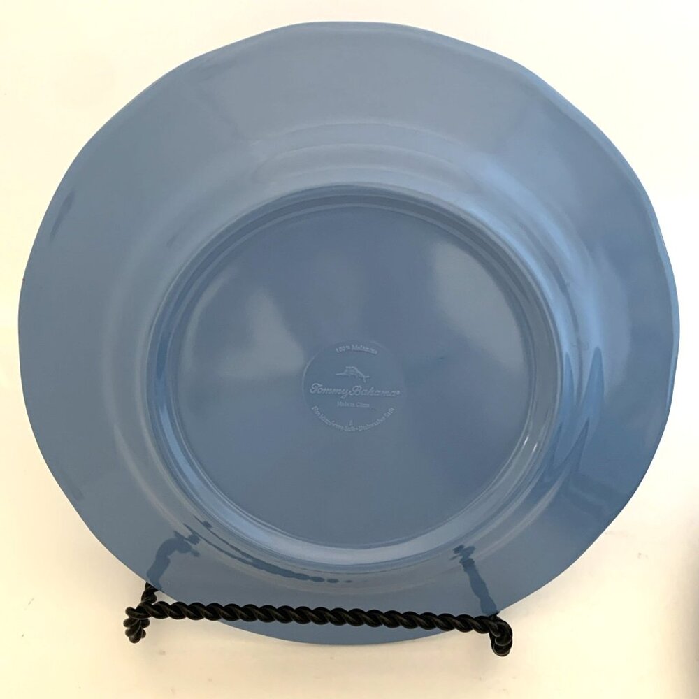 4 Tommy Bahama Melamine Crackle Salad Plates 9" Turquois Blue Aqua Rustic - Picture 6 of 7